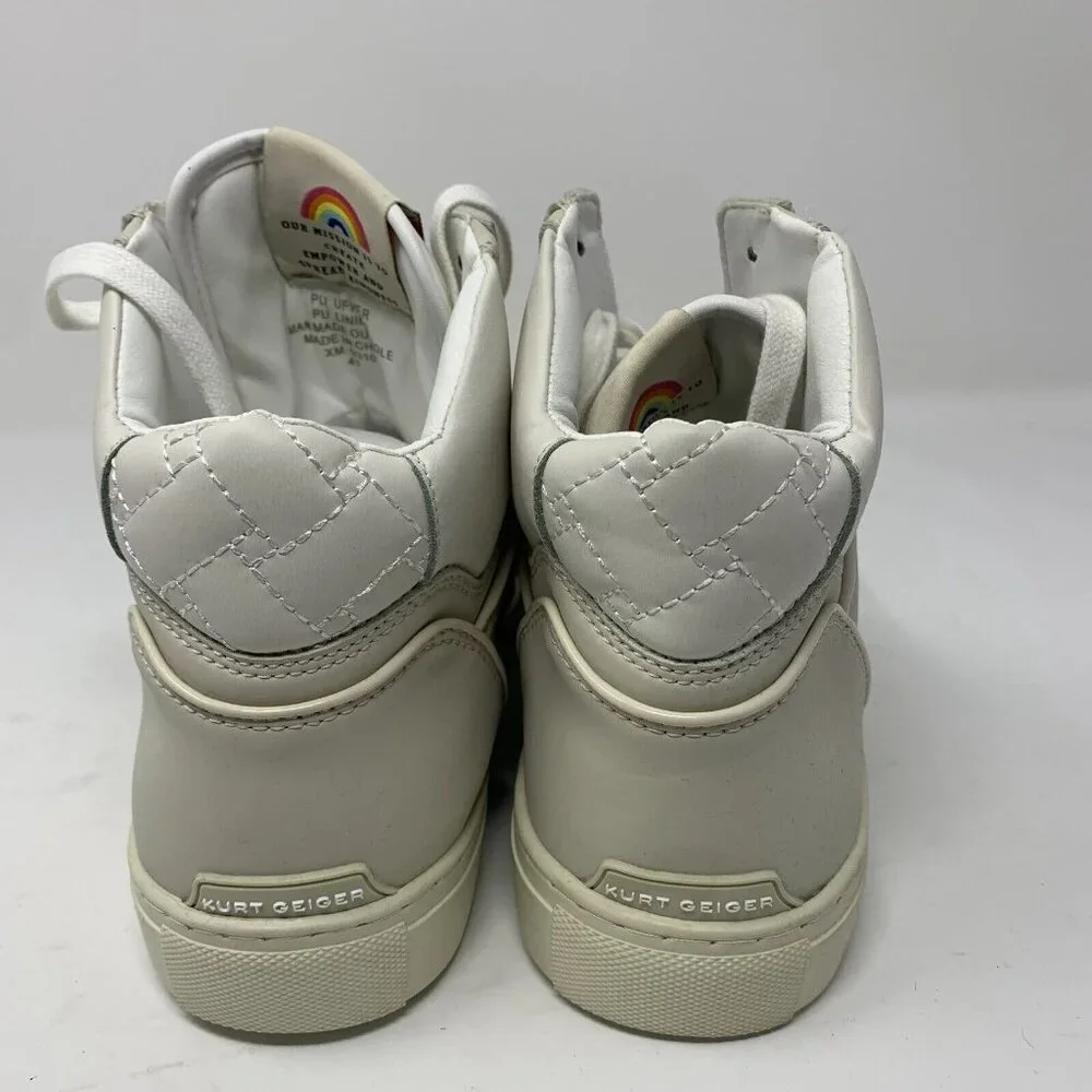 Kurt Geiger London Laney‎ Hi-Top Sneakers Men's 8 Beige Leather Lace Up S0682